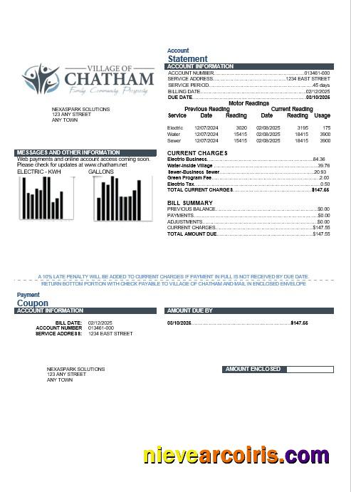 USA Village of Chatham business utility bill